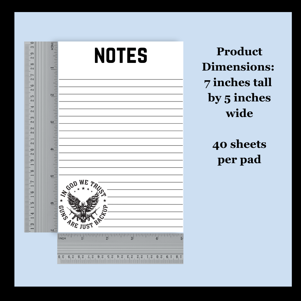 Patriotic Notepad – 50-page Lined Second Amendment Gun Rights