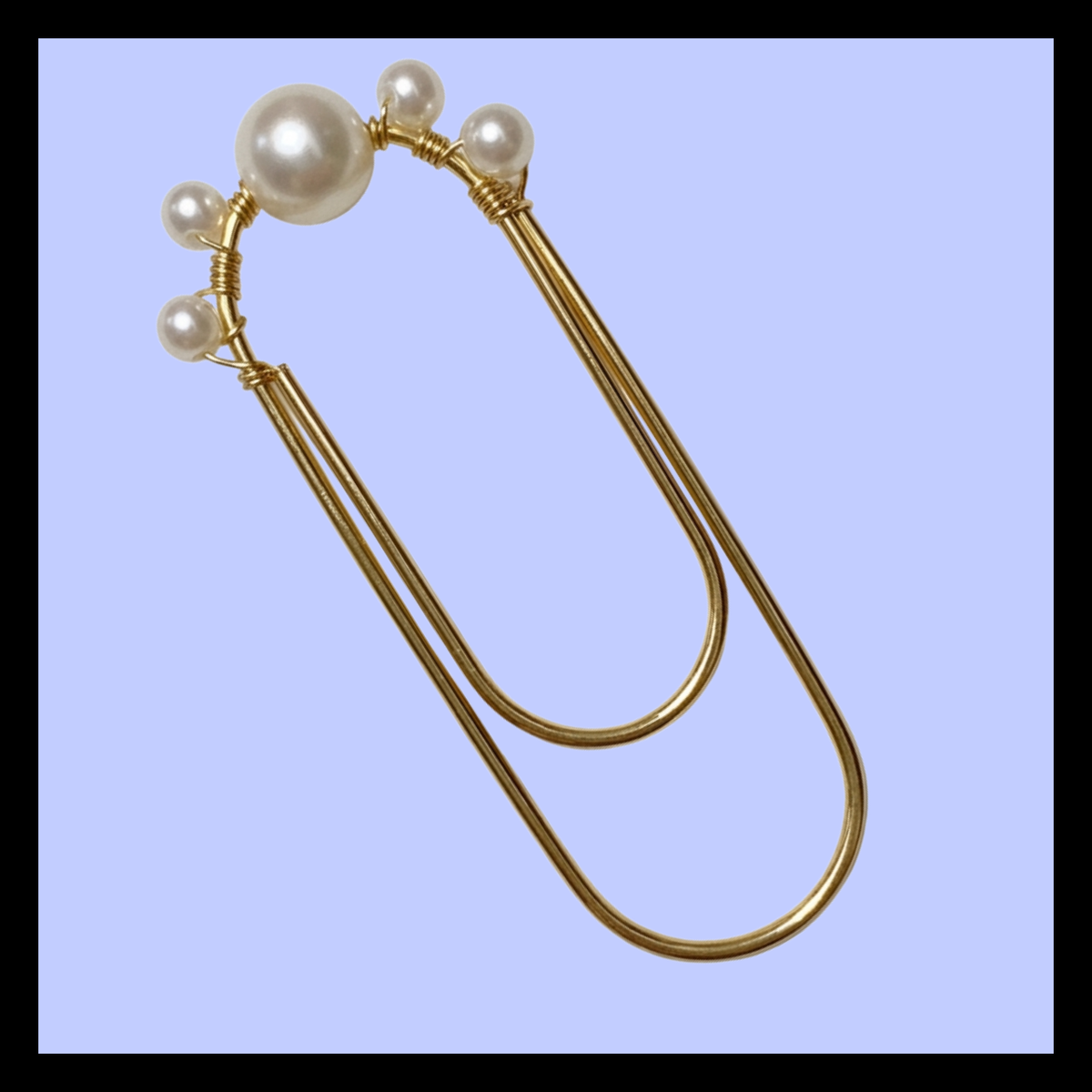 Gold Metal Bookmark Clip With Faux Pearl Beads Elegant Page Marker For Books Decorative Paperclip Design Wire Wrapped Details Approximately Two Inches Tall Reading Accessory Gift For Book Lovers Planner Clip Stationery Essential Beautiful
