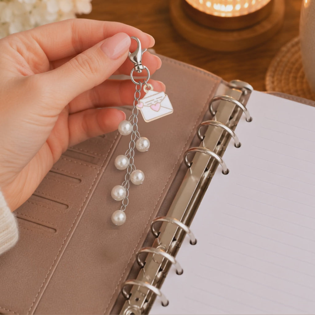 Video of the pearl journal charm in different settings.